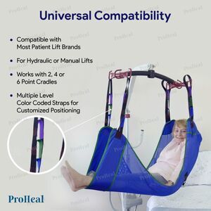 ProHeal Universal Full Body Mesh Lift Sling w/Commode Opening XL 59" x 42" OPEN